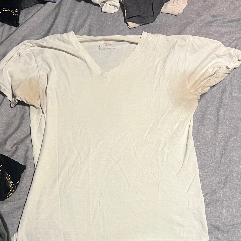 Hanes Women's White V-Neck Tee